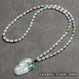 Myanmar A-goods Jadeite Bead Necklace Tricolor Ice Jade Sweater Chain