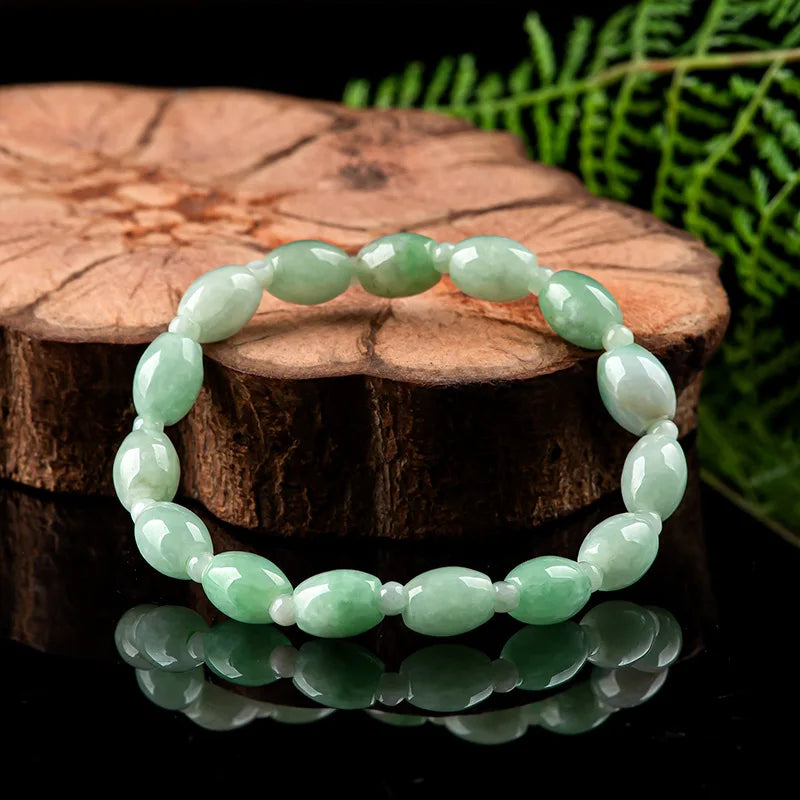 Myanmar A-goods Jadeite Light Green Beads Bracelet