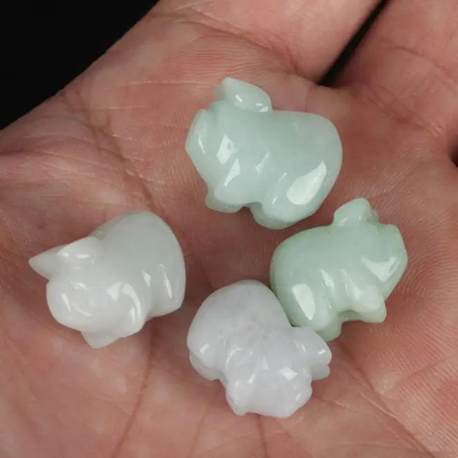 Natural Myanmar A-goods Jade Carving Piggy Back Cloud Bead Bracelet Accessory