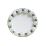 Natural Myanmar A Jadeite Hand-Carved Round Beads Green Jade Bracelet