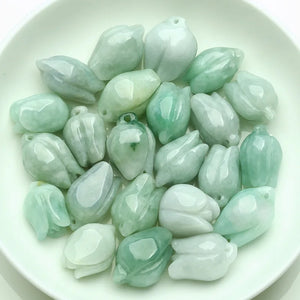 100% Natural Myanmar A Jadeite Jade Beads DIY Green Jade Flower Necklace