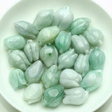 100% Natural Myanmar A Jadeite Jade Beads DIY Green Jade Flower Necklace