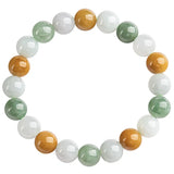 Natural Myanmar Beads Jade10mm Tricolor Bracelet Waxy Jadeite Women's Jewelry