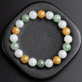 Natural Myanmar Beads Jade10mm Tricolor Bracelet Waxy Jadeite Women's Jewelry