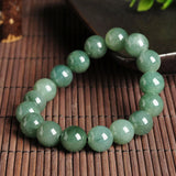 Natural Myanmar Emerald Bracelet Drop Luck Amulet Jade Stone Bracelet