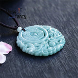 Natural Myanmar Emerald Double Dragon Eight Diagrams Pendant