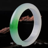 Natural Myanmar Emerald Jadeite Green Floating Flower Jade Bangle