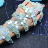 Myanmar Emerald Jadeite Jade Bracelet Sun Flower Beaded Bracelet