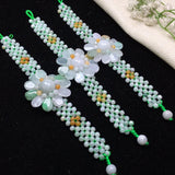 Myanmar Emerald Jadeite Jade Bracelet Sun Flower Beaded Bracelet