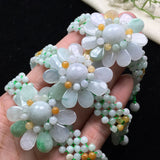 Myanmar Emerald Jadeite Jade Bracelet Sun Flower Beaded Bracelet