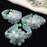 Myanmar Emerald Jadeite Jade Bracelet Sun Flower Beaded Bracelet