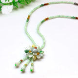 Natural Myanmar Emerald Jadeite Jade Pendant Necklace For Women