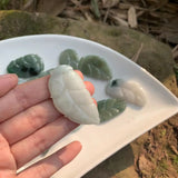 Natural Myanmar Emerald Jadeite Pendant Necklace Leaf