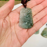 Natural Myanmar Emerald Jadeite Carved Pendant Necklace High-End Round Donut