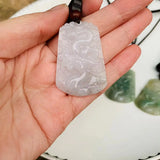 Natural Myanmar Emerald Jadeite Carved Pendant Necklace High-End Round Donut