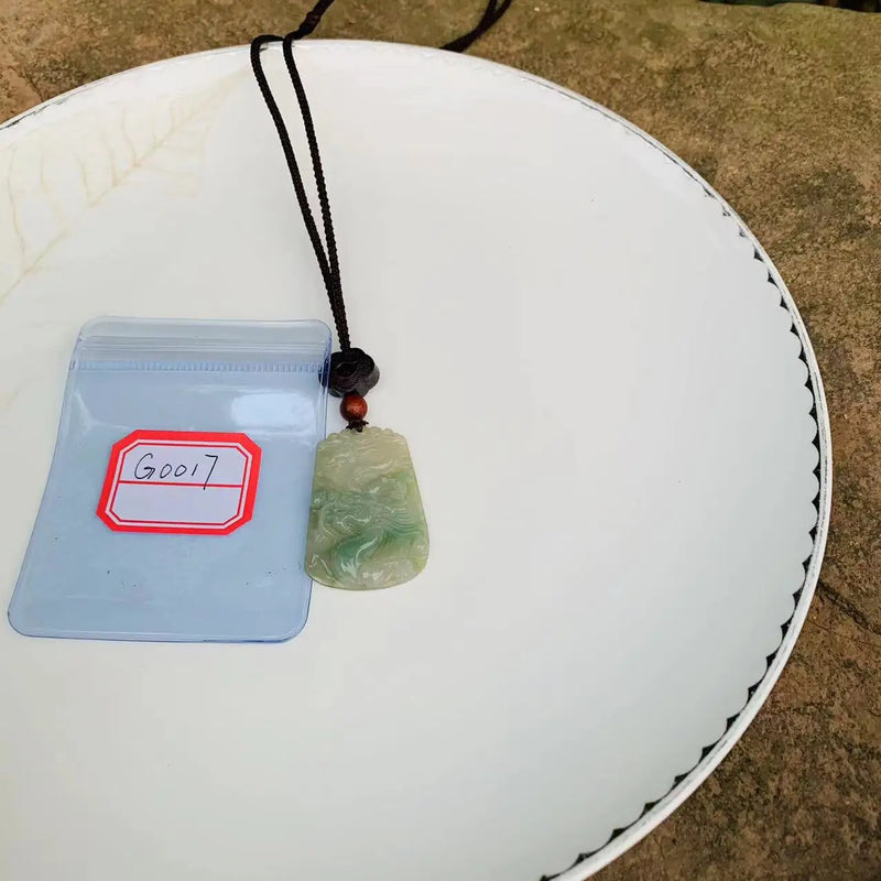 Natural Myanmar Emerald Jadeite Carved Pendant Necklace High-End Round Donut