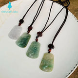 Natural Myanmar Emerald Jadeite Carved Pendant Necklace High-End Round Donut