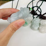 Natural Myanmar Emerald Lucky Pixiu Jade Pendant Necklace