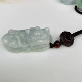 Natural Myanmar Emerald Lucky Pixiu Jade Pendant Necklace