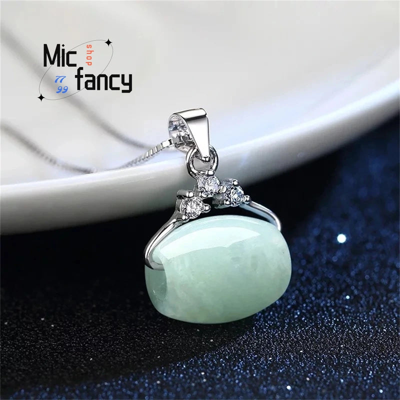 Myanmar Emerald Road Pass Pendant Jade Bead Necklace