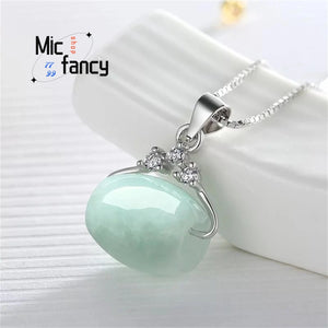 Myanmar Emerald Road Pass Pendant Jade Bead Necklace