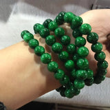 Myanmar Green Jade Bracelet 108 Beads Rosary for Women Men