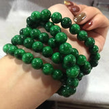 Myanmar Green Jade Bracelet 108 Beads Rosary for Women Men