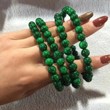 Myanmar Green Jade Bracelet 108 Beads - Prayer Rosary for Women Men