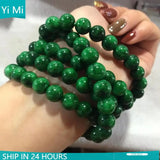 Myanmar Green Jade Bracelet 108 Beads - Prayer Rosary for Women Men