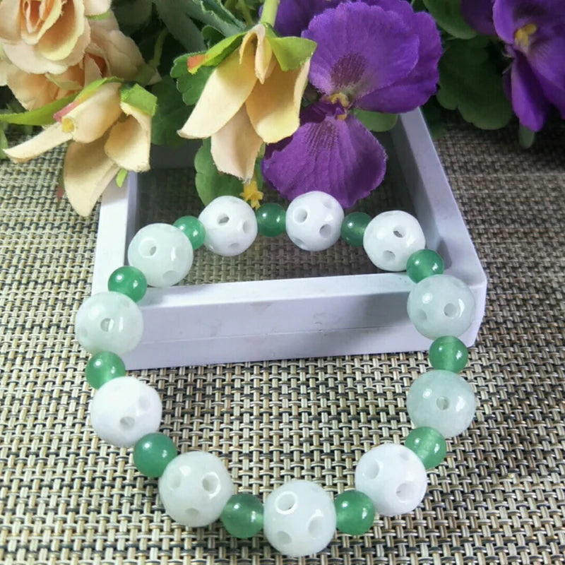 Myanmar Jade Lucky Beads Bracelet Exorcise Evil Spirits Auspicious Amulet