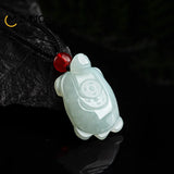 Hand-carved Jadeite Fortune Turtle Pendant Necklace