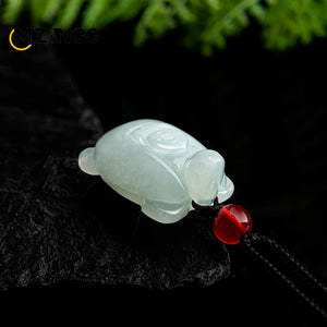 Hand-carved Jadeite Fortune Turtle Pendant Necklace