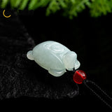 Hand-carved Jadeite Fortune Turtle Pendant Necklace