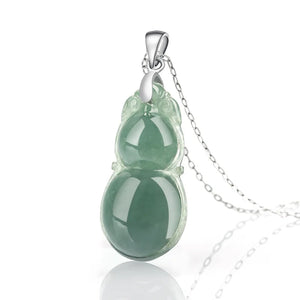 Natural Myanmar Jadeite Gourd Pendant S925 Silver Inlaid Ice Seed Oil Green Jade