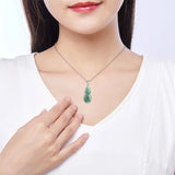 Natural Myanmar Jadeite Gourd Pendant S925 Silver Inlaid Ice Seed Oil Green Jade