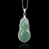 Natural Myanmar Jadeite Gourd Pendant S925 Silver Inlaid Ice Seed Oil Green Jade