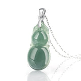 Natural Myanmar Jadeite Gourd Pendant S925 Silver Inlaid Ice Seed Oil Green Jade