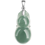 Natural Myanmar Jadeite Gourd Pendant S925 Silver Inlaid Ice Seed Oil Green Jade
