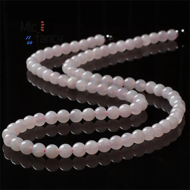 Myanmar Jadeite Ice Moist Violet Light Pink Beads Necklace
