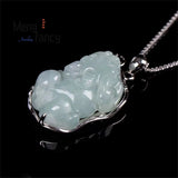 Natural Myanmar Jadeite Old Pit Pixiu S925 Silver Pendant Necklace