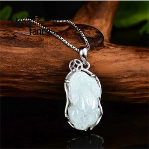 Natural Myanmar Jadeite Old Pit Pixiu S925 Silver Pendant Necklace