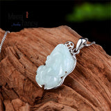 Natural Myanmar Jadeite Old Pit Pixiu S925 Silver Pendant Necklace