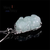 Natural Myanmar Jadeite Old Pit Pixiu S925 Silver Pendant Necklace