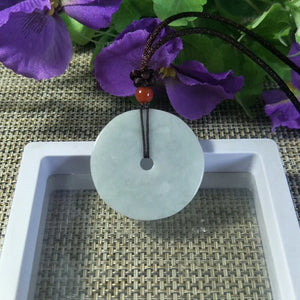 Myanmar Jadeite Peony Flower Jade Pendant Lucky Safety Amulet