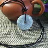 Myanmar Jadeite Peony Flower Jade Pendant Lucky Safety Amulet