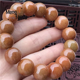 Natural Myanmar Red Yellow Jadeite Round Bead Bracelet Retro Ethnic Fine Jewelry