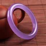 Natural Myanmar Violet Jade Bangle Purple Thin Round Bar Jade