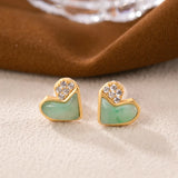 Green Jade Earrings 925 Sterling Silver Jewelry for Women