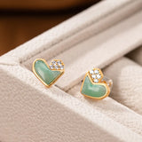 Green Jade Earrings 925 Sterling Silver Jewelry for Women