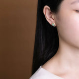 Green Jade Earrings 925 Sterling Silver Jewelry for Women